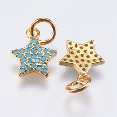 Brass Micro Pave Cubic Zirconia Charms(RB-I077-21G-RS)-2