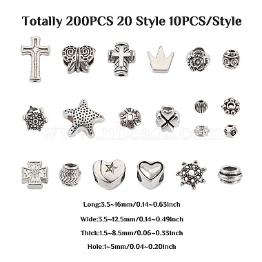 Jewelry 200Pcs 20 Style Tibetan Style Alloy Beads(FIND-PJ0001-18)-3