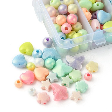 Spray Painted Frosted Opaque Acrylic Beads Sets(ACRP-YW0001-10)-2