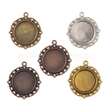 Mixed Color Flat Round Alloy Pendants