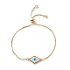 Japanese Seed Braided Rhombus with Evil Eye Link Slider Bracelet(BJEW-MZ00001-01)-1