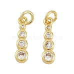 Brass Micro Pave Clear Cubic Zirconia Pendants, Flat Round Charms, Real 18K Gold Plated, 13.5x3.5x2.5mm, Hole: 2.5mm(KK-D218-17G)