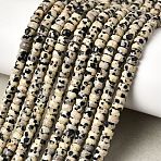 Natural Dalmatian Jasper Heishi Beads Strands, Faceted Rondelle, 4x2.5mm, Hole: 0.9mm, about 151~155pcs/strand, 14.57''~14.96''(37~38cm)(G-A299-A12-01)
