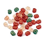 Baking Paint and Golden Metal Enlaced Glass Beads, Apple, Mixed Color, 9.5x13x4.5mm, Hole: 0.9mm(GL-CBA1477-10)