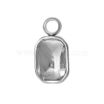 304 Stainless Steel Pendant Cabochon Settings, for Fancy Stone, Stainless Steel Color, Octagon Rectangle, Tray: 4x6mm, 10x5mm(PW-WG002AB-02)