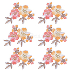 6Pcs Flower Polyester & Cotton Computerized Embroidery Iron on/Sew on Patches, Chinese Style Appliques, Flamingo, 54x70x1.5mm(PATC-HY0001-91B)