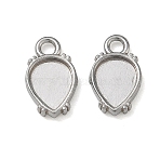 304 Stainless Steel Pendant Cabochon Settings, Teardrop Charms, Stainless Steel Color, 13x8x2mm, Hole: 2mm(SA-CBAE5AC-06P)