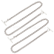 Alloy Wheat Chain Bag Handle, with T-Bar Clasp, Platinum, 43.9x0.5cm(FIND-WH0125-60)