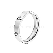 Stainless Steel Finger Rings, with Rhinestone, Stainless Steel Color, US Size 9(18.9mm)(OE3102-4)