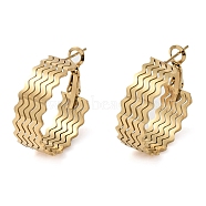 304 Stainless Steel Hoop Earrings, Jewely for Women, Golden, Twist, 25.5x9mm(EJEW-K278-07B-G)