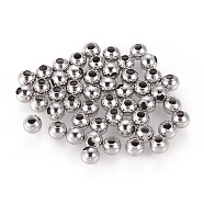 Non-Tarnish 304 Stainless Steel Round Seamed Beads, for Jewelry Craft Making, Stainless Steel Color, 5x4.5mm, Hole: 2mm(A-STAS-R032-5mm)