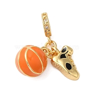 Rack Plating Brass Enamel European Dangle Charms, Basketball & Shoes Large Hole Pendants, Cadmium Free & Lead Free, Long-Lasting Plated, Real 18K Gold Plated, 26.5mm, Hole: 4.5mm(KK-P279-41G)