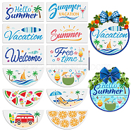 US 1 Set Summer Theme PET Hollow Out Drawing Painting Stencils, with 1Pc Art Paint Brushes, for DIY Scrapbook, Photo Album, Word, 300x140mm, 12pcs/set(DIY-MA0005-10A)