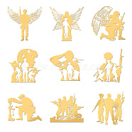 Nickel Decoration Stickers, Metal Resin Filler, Epoxy Resin & UV Resin Craft Filling Material, Golden, Soldier, Human, 40x40mm, 9 style, 1pc/style, 9pcs/set(DIY-WH0450-102)
