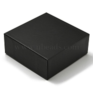 Cardboard Jewelry Packaging Boxes, with Sponge Inside and Paper, for Rings, Small Watches, Necklaces, Earrings, Bracelets, Square, Black, 9.2x9.2x3.8cm(CON-H019-02)