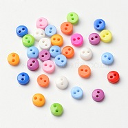 Multi Colour DIY Handcraft Buttons For Dolls Clothes, Flat Round, Resin Button, Mixed Color, about 6mm in diameter, hole: 1mm, about 2500pcs/bag(NNA0VCY)