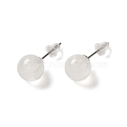 Natural Quartz Crystal Stud Earrings, with Alloy Pins, Round, 20.5x8mm(G-B075-02P-03)
