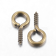 Iron Screw Eye Pin Peg Bails, For Half Drilled Beads, Antique Bronze, 13x6.5x1.5mm, Hole: 4mm, Pin: 1.5mm(IFIN-R211-02AB)