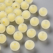 Transparent Acrylic Beads, Frosted, Bead in Bead, Round, Yellow, 9.5x9mm, Hole: 2mm, about 960pcs/500g(TACR-S152-15C-SS2105)