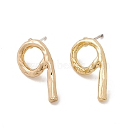 Brass Number Stud Earrings with 925 Sterling Silver Pins for Women, Num.9, 21.5x11.5mm, Pin: 0.7mm(EJEW-A077-01I)