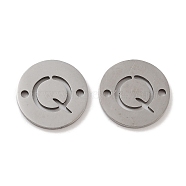 201 Stainless Steel Hollow Flat Round Links, Letter Connector Charms, Stainless Steel Color, Letter Q, 12x1mm, Hole: 1.2mm(FIND-R149-03Q-P)