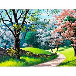 DIY Scenery Theme Diamond Painting Kits, Including Canvas, Resin Rhinestones, Diamond Sticky Pen, Tray Plate and Glue Clay, Tree Pattern, 200x300mm(DIAM-PW0004-057N)