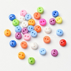 Multi Colour DIY Handcraft Buttons For Dolls Clothes, Flat Round, Resin Button, Mixed Color, about 6mm in diameter, hole: 1mm, about 2500pcs/bag(NNA0VCY)