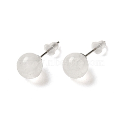 Natural Quartz Crystal Stud Earrings, with Alloy Pins, Round, 20.5x8mm(G-B075-02P-03)