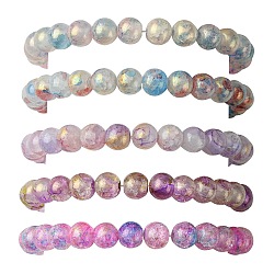 5Pcs 5 Color Crackle Glass Round Beaded Stretch Bracelets Set, Purple, Inner Diameter: 2~2-1/8 inch(5.2~5.5cm), 1Pc/color(BJEW-JB09695-01)