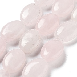 Natural Rose Quartz Beads Strands, Flat Oval, 18~18.5x13~13.5x6~6.5mm, Hole: 1.2mm, about 11pcs/strand, 7.76 inch(19.7cm)(G-P528-M19-01)