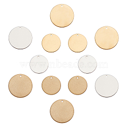 12Pcs 2 Size 3 Colors Vacuum Plating 304 Stainless Steel Pendants, Blank Stamping Tag, Flat Round, Mixed Color, 20~25x1.4mm, Hole: 5mm, 2pc/color(STAS-SC0002-09A)