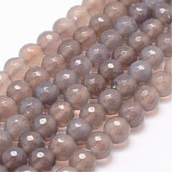 Natural Agate Bead Strands, Round, Grade A, Faceted, 10mm, Hole: 1mm, about 37~38pcs/strand, 14.5 inch(G-K155-D-10mm-F01)