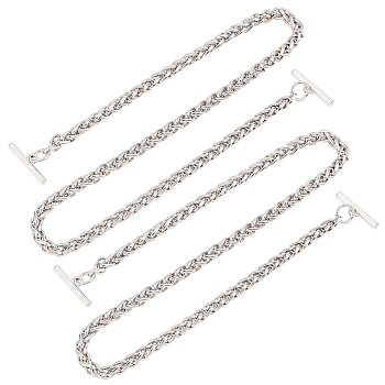 Alloy Wheat Chain Bag Handle, with T-Bar Clasp, Platinum, 43.9x0.5cm