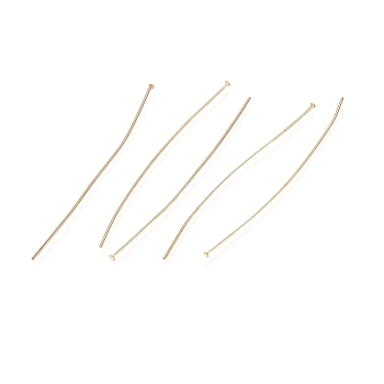 304 Stainless Steel Flat Head Pins, Golden, 50x0.6mm, 22 Gauge, Head: 1.4mm