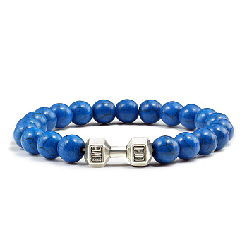 Blue turquoise alloy dumbbell jewelry bracelet for men's high-end and versatile accessories
