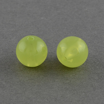 Imitation Jelly Acrylic Beads, Round, Yellow Green, 8mm, Hole: 1.5mm, about 1700pcs/500g