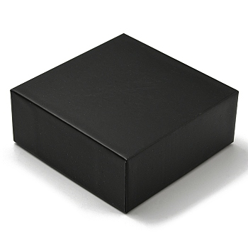 Cardboard Jewelry Packaging Boxes, with Sponge Inside and Paper, for Rings, Small Watches, Necklaces, Earrings, Bracelets, Square, Black, 9.2x9.2x3.8cm