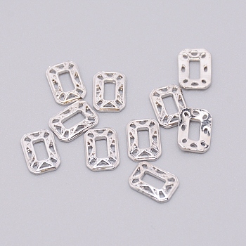 Alloy Cabochons, Nail Art Decoration Accessories, Hollow Rectangle Octagon, Cadmium Free & Lead Free, Platinum, 9x6x1mm