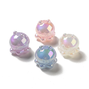 Luminous Acrylic Beads, AB Color Plated, Glitter, Octopus, Mixed Color, 17.3x16.1mm, Hole: 3.5mm