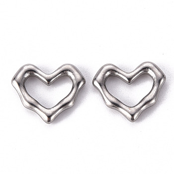 304 Stainless Steel Linking Rings, Heart, Stainless Steel Color, 13x15x2.5mm, Inner Diameter: 5X9.5mm