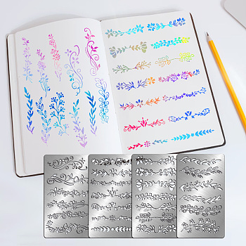 Fingerinspire 4Pcs 4 Style Custom 304 Stainless Steel Cutting Dies Stencils, for DIY Scrapbooking/Photo Album, Decorative Embossing, Leaf Pattern, 17.7x10.1cm, 1pc/style