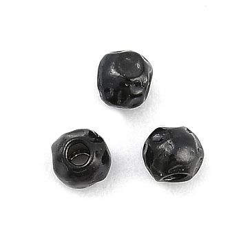 Textured 316 Surgical Stainless Steel Beads, Round, Black, 3mm, Hole: 1mm