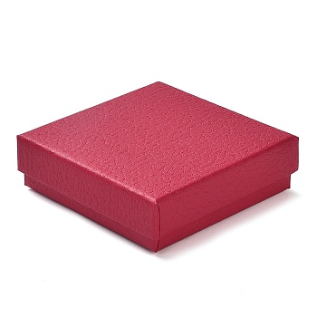 Square Cardboard Necklace Box, Jewelry Storage Case with Velvet Sponge Inside, for Necklaces, Cerise, 8.8x8.8x2.65cm