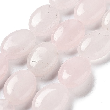 Natural Rose Quartz Beads Strands, Flat Oval, 18~18.5x13~13.5x6~6.5mm, Hole: 1.2mm, about 11pcs/strand, 7.76 inch(19.7cm)