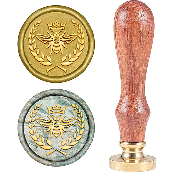 DIY Scrapbook, Brass Wax Seal Stamp, with Natural Rosewood Handle, Animal Pattern, 25mm