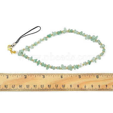 Natural Green Aventurine Chip & CCB Plastic Round Beaded Mobile Straps(HJEW-FZ00004)-3