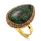 Natural Ruby in Zoisite Teardrop Adjustable Ring with Rhinestone(RJEW-D005-08G)-1