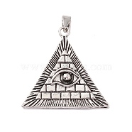 Tibetan Style Alloy Pendants, Triangle with Eye, Antique Silver, 43x44.5x6mm, Hole: 8x4.2mm(FIND-C008-04AS)