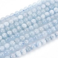 Natural Aquamarine Bead Strands, Round, 5~6mm, Hole: 0.5mm, about 65~70pcs/strand, 16 inch(G-P243-01-6mm)
