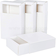 Foldable Paper Drawer Boxes, Sliding Gift Boxes, for Christmas wrappping Gift, Party, Wedding, Rectangle, White, 12.8x11x4.3cm(CON-BC0005-97B)